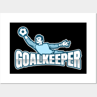 Football goalkeeper - blue Posters and Art